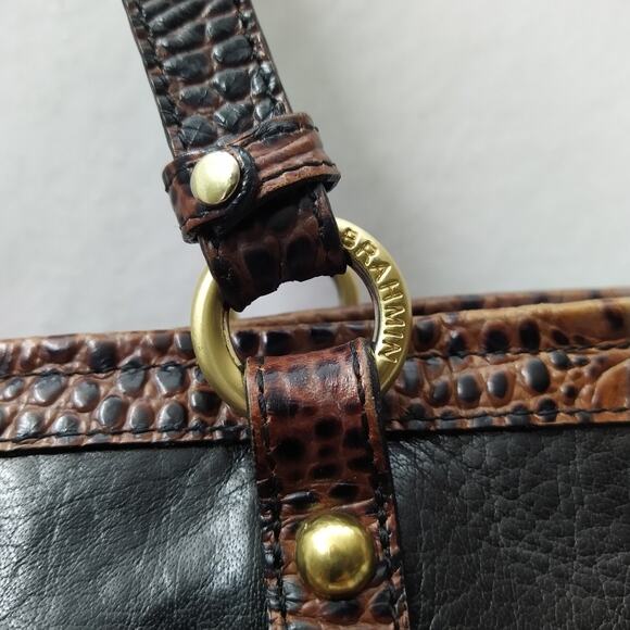 Brahmin Black Leather Double Handle Zipper Closure Tote Shoulder Bag - Picture 5 of 16